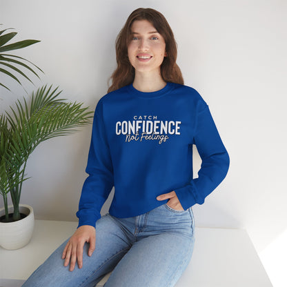 Catch Confidence Not Feelings Heavy Blend™ Crewneck Sweatshirt Royal