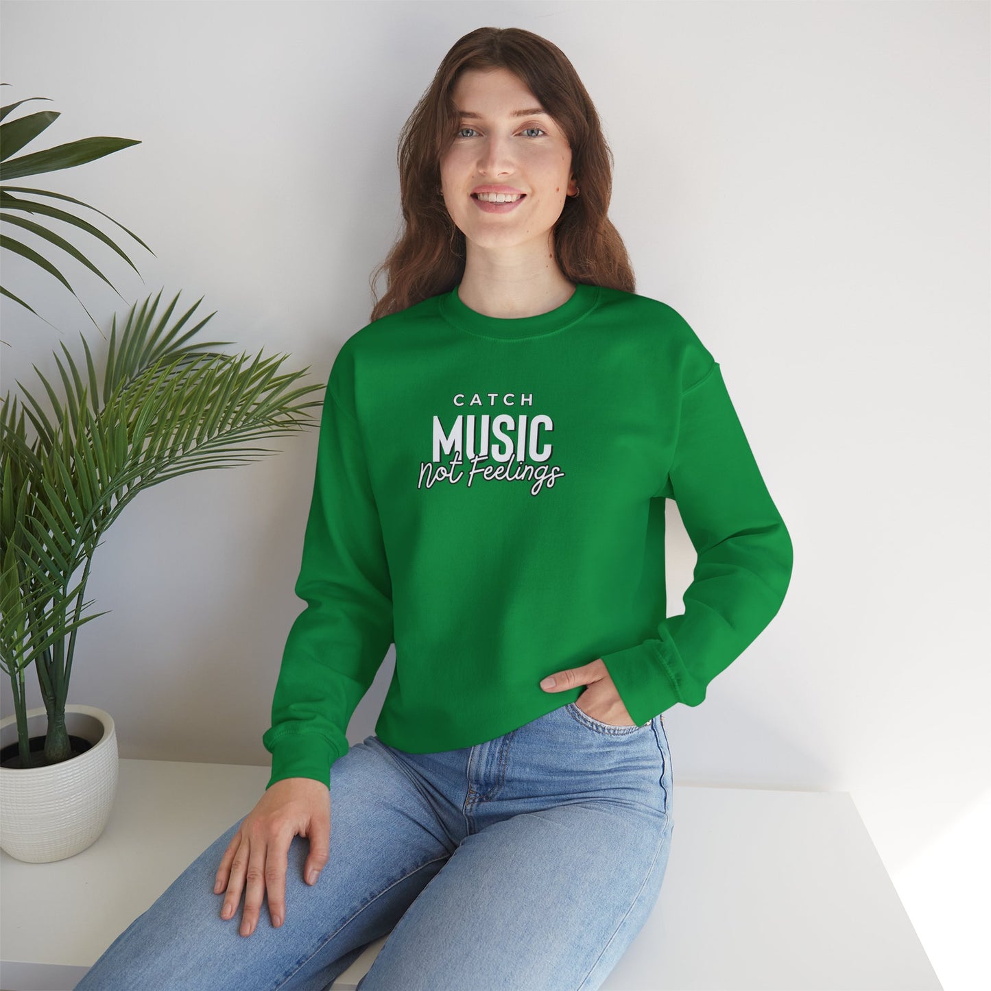 Catch Music Not Feelings Heavy Blend™ Crewneck Sweatshirt Irish Green