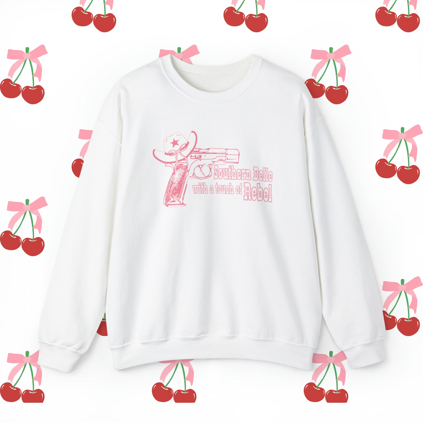 Southern Belle With A Touch Of Rebel Crewneck Sweatshirt White