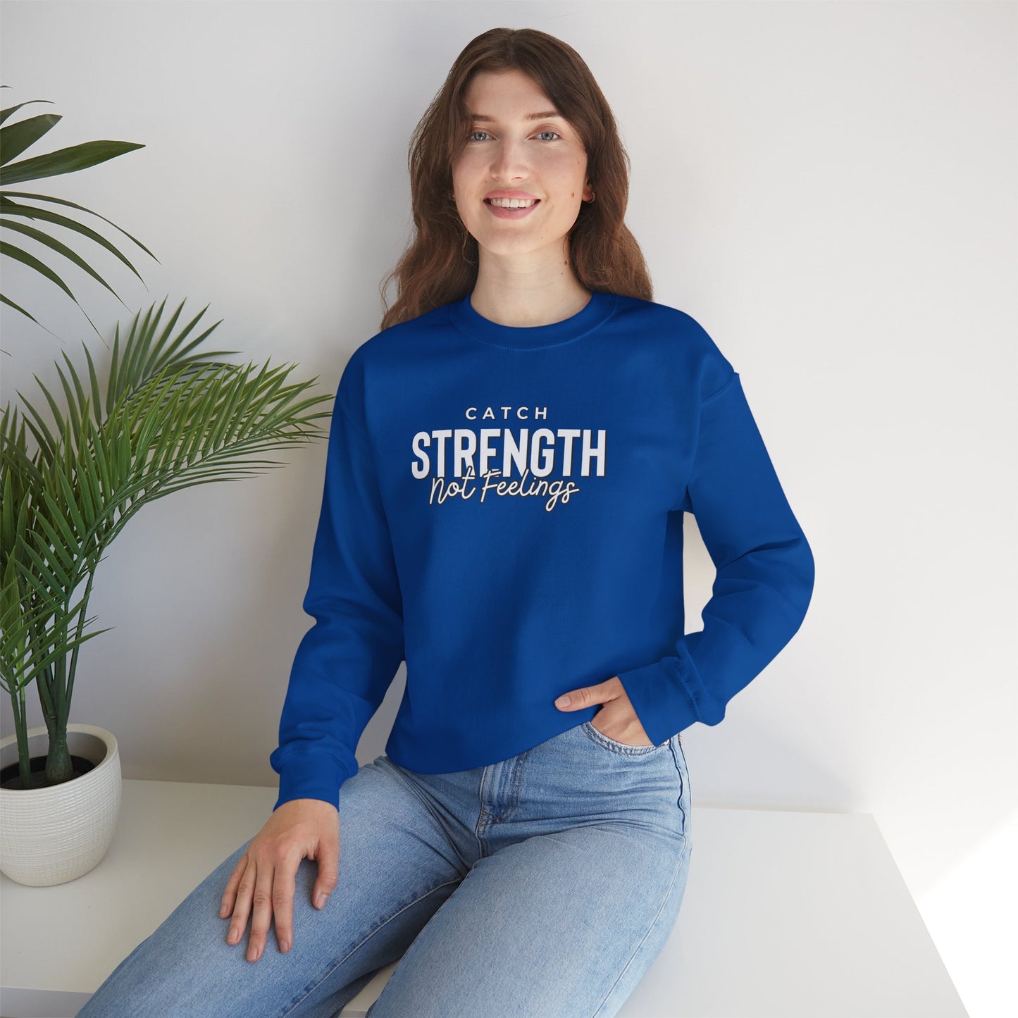 Catch Strength Not Feelings Heavy Blend™ Crewneck Sweatshirt Royal