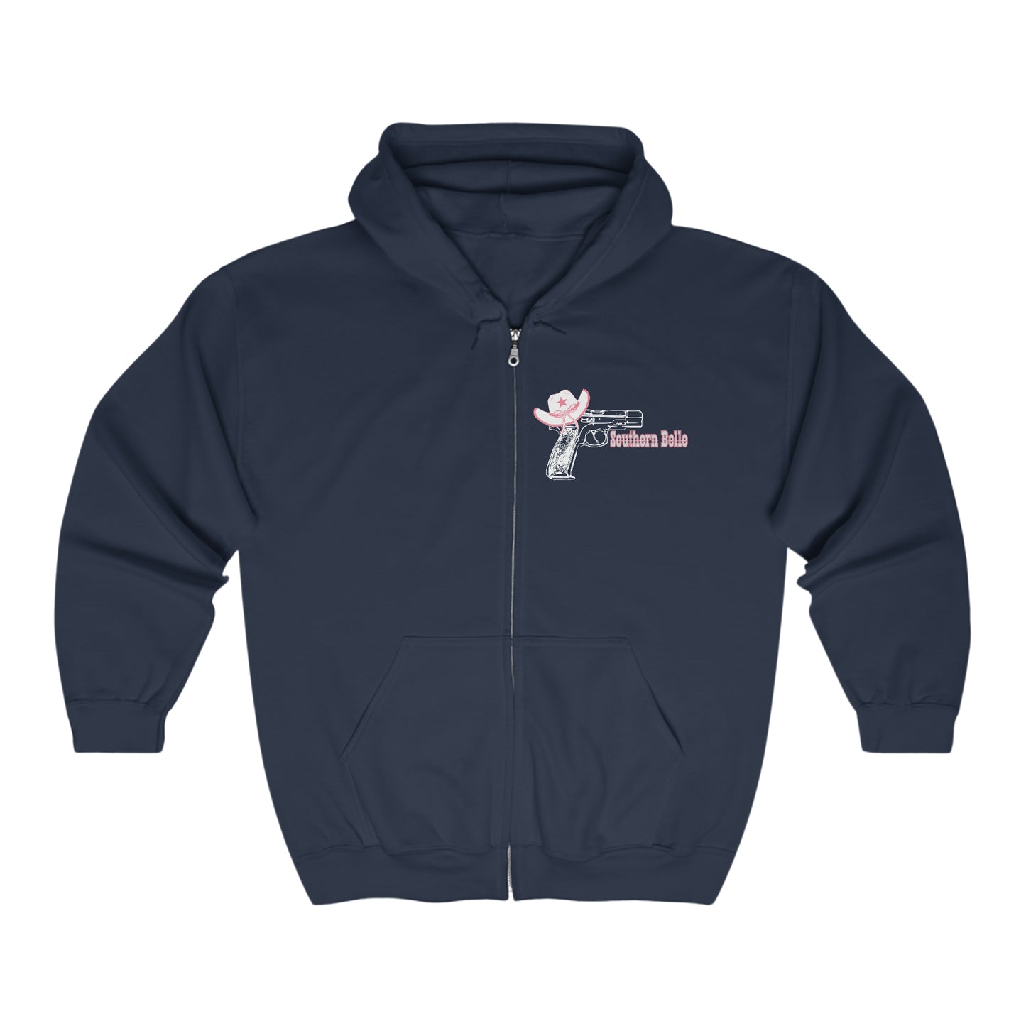 Southern Belle With A Touch Of Rebel Zip-Up Sweatshirt Navy Front
