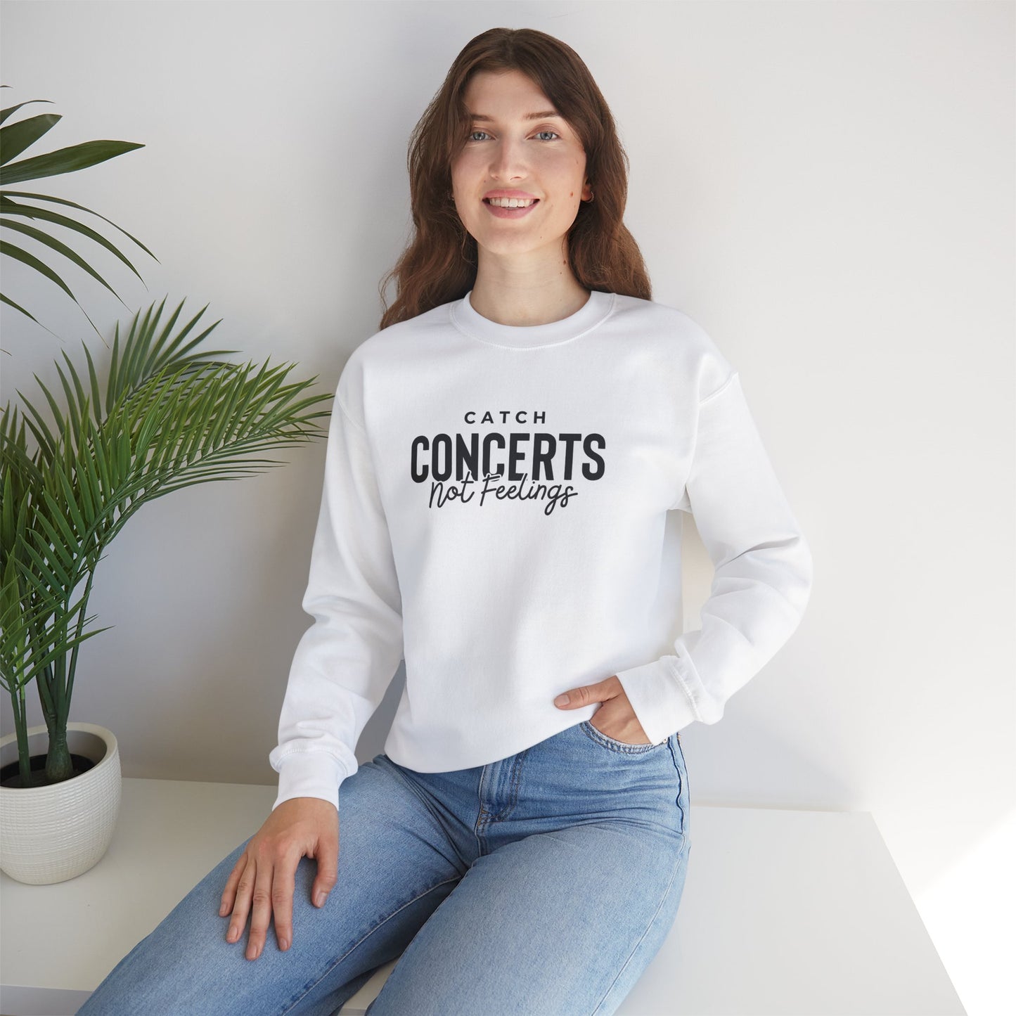 Catch Concerts Not Feelings Heavy Blend™ Crewneck Sweatshirt White
