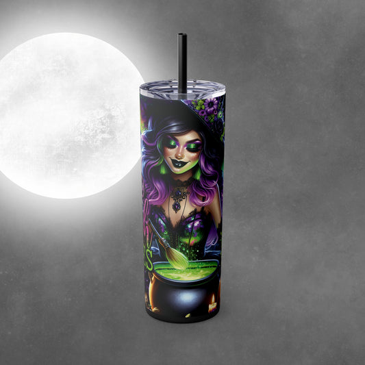 Bad Witch Vibes Halloween 20oz Skinny Tumbler with Straw - Halloween Tumbler