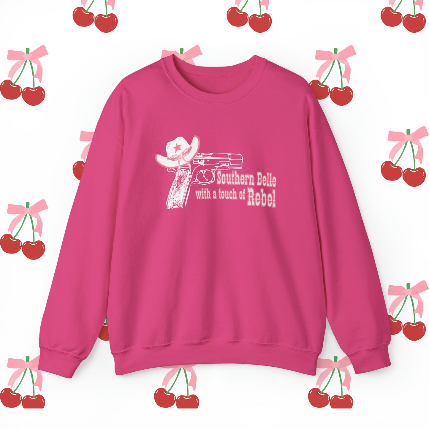 Southern Belle With A Touch Of Rebel Crewneck Sweatshirt Heliconia