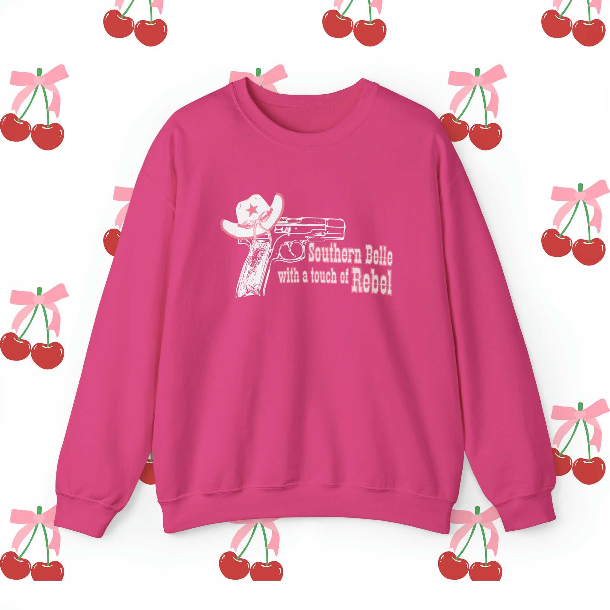 Southern Belle With A Touch Of Rebel Crewneck Sweatshirt Heliconia