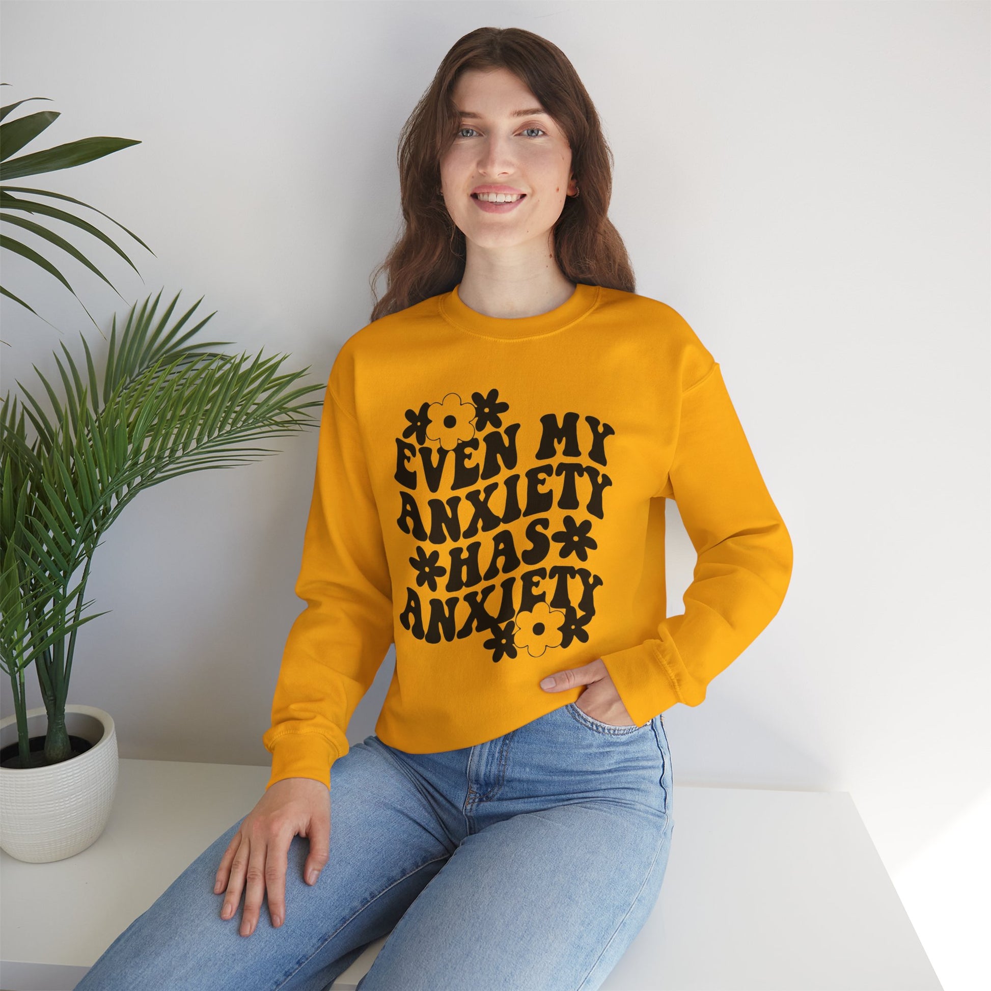 Even My Anxiety Has Anxiety Retro Jitters Cozy Blend Sweatshirt - Funny Apparel For Her