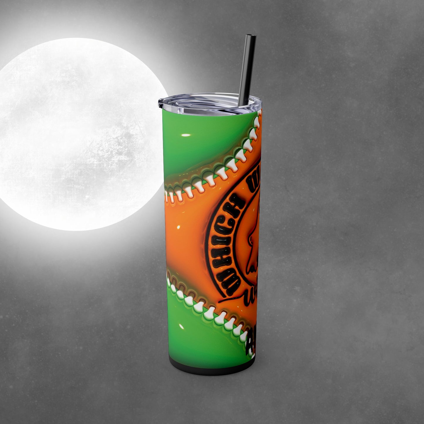 Witch Way To The Wine Halloween 20oz Skinny Tumbler with Straw - Halloween Tumbler