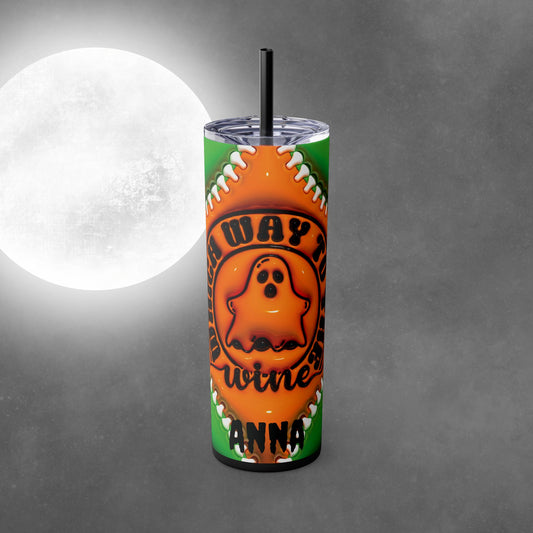 Witch Way To The Wine Halloween 20oz Skinny Tumbler with Straw - Halloween Tumbler