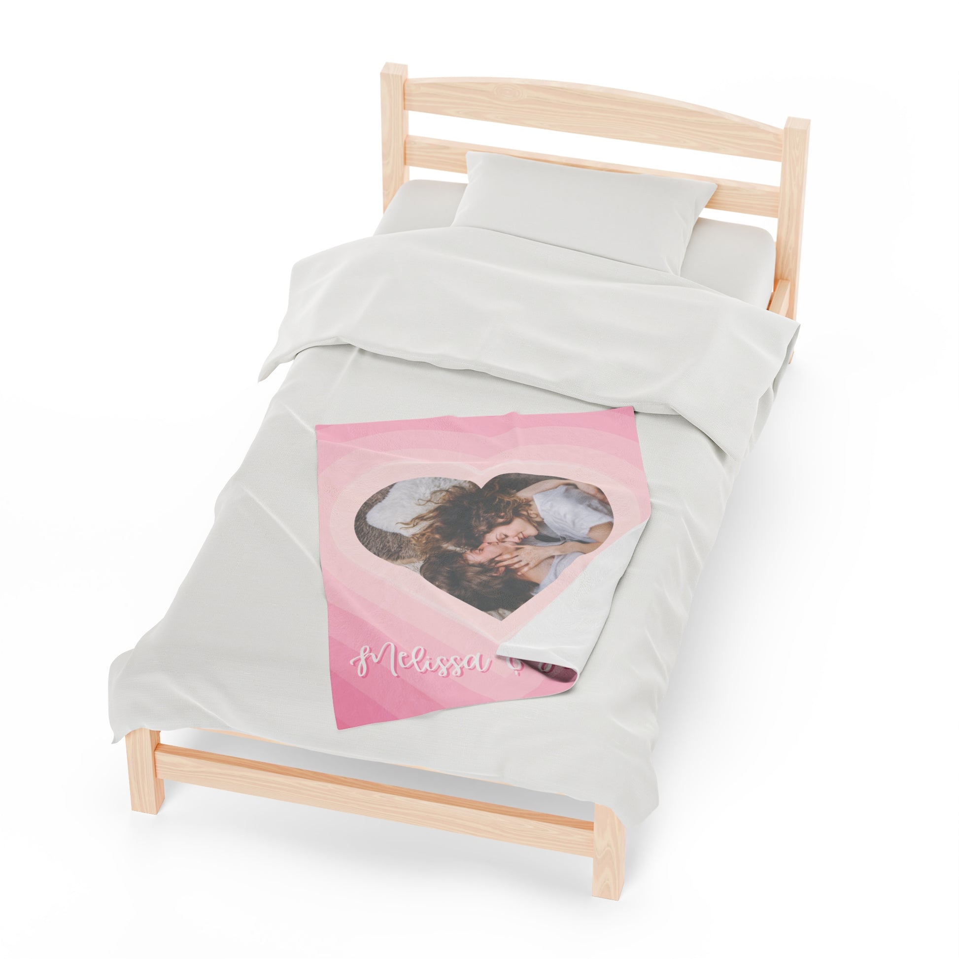 Personalized Heart Photo Blanket - Custom Couple's Photo Blanket