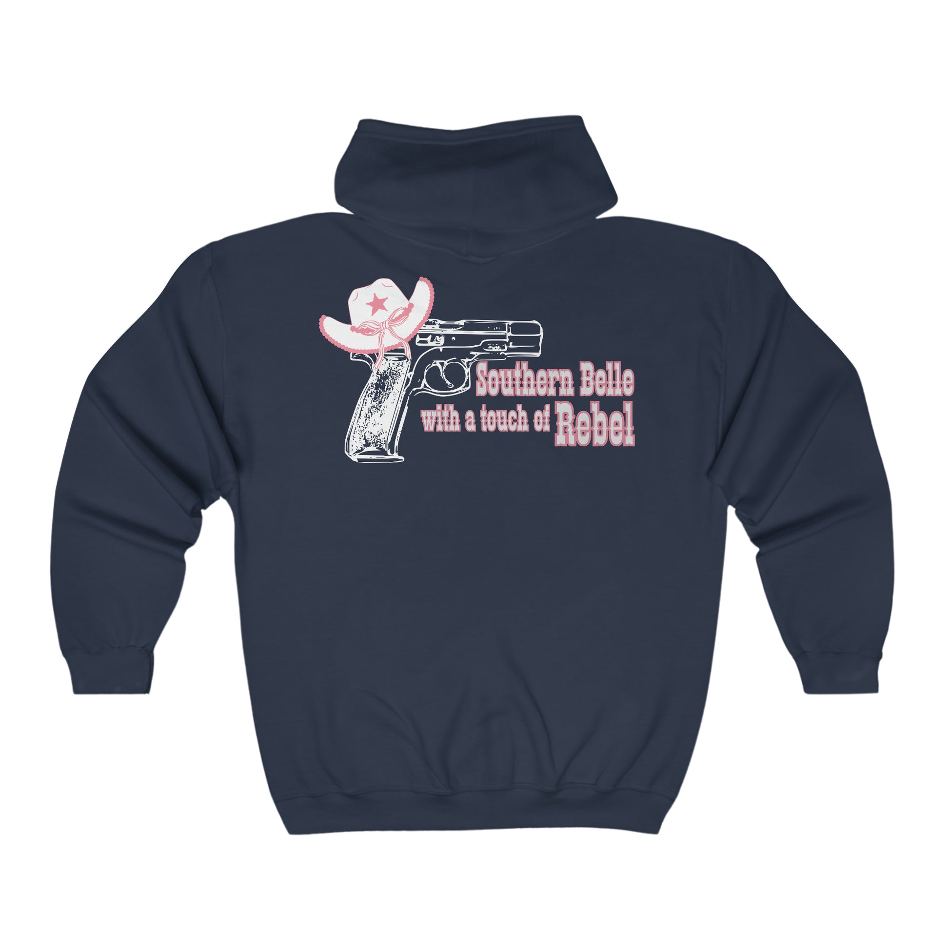 Southern Belle With A Touch Of Rebel Zip-Up Sweatshirt Navy Back