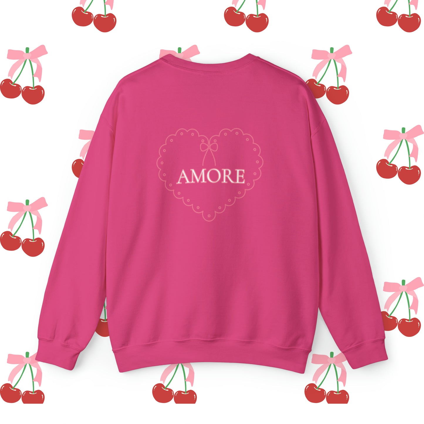Amore Coquette Crewneck Sweatshirt Heliconia Back