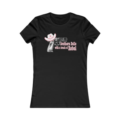 Southern Belle With A Touch Of Rebel Ladies Tee Black