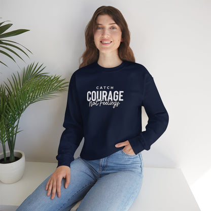 Catch Courage Not Feelings Heavy Blend™ Crewneck Sweatshirt Navy