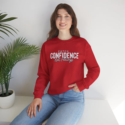 Catch Confidence Not Feelings Heavy Blend™ Crewneck Sweatshirt Red
