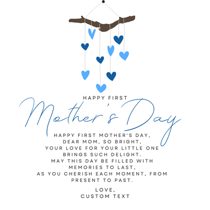 Happy First Mother's Day Interlocking Hearts Necklace with Blue Heart Box Card - Personalize It Toledo