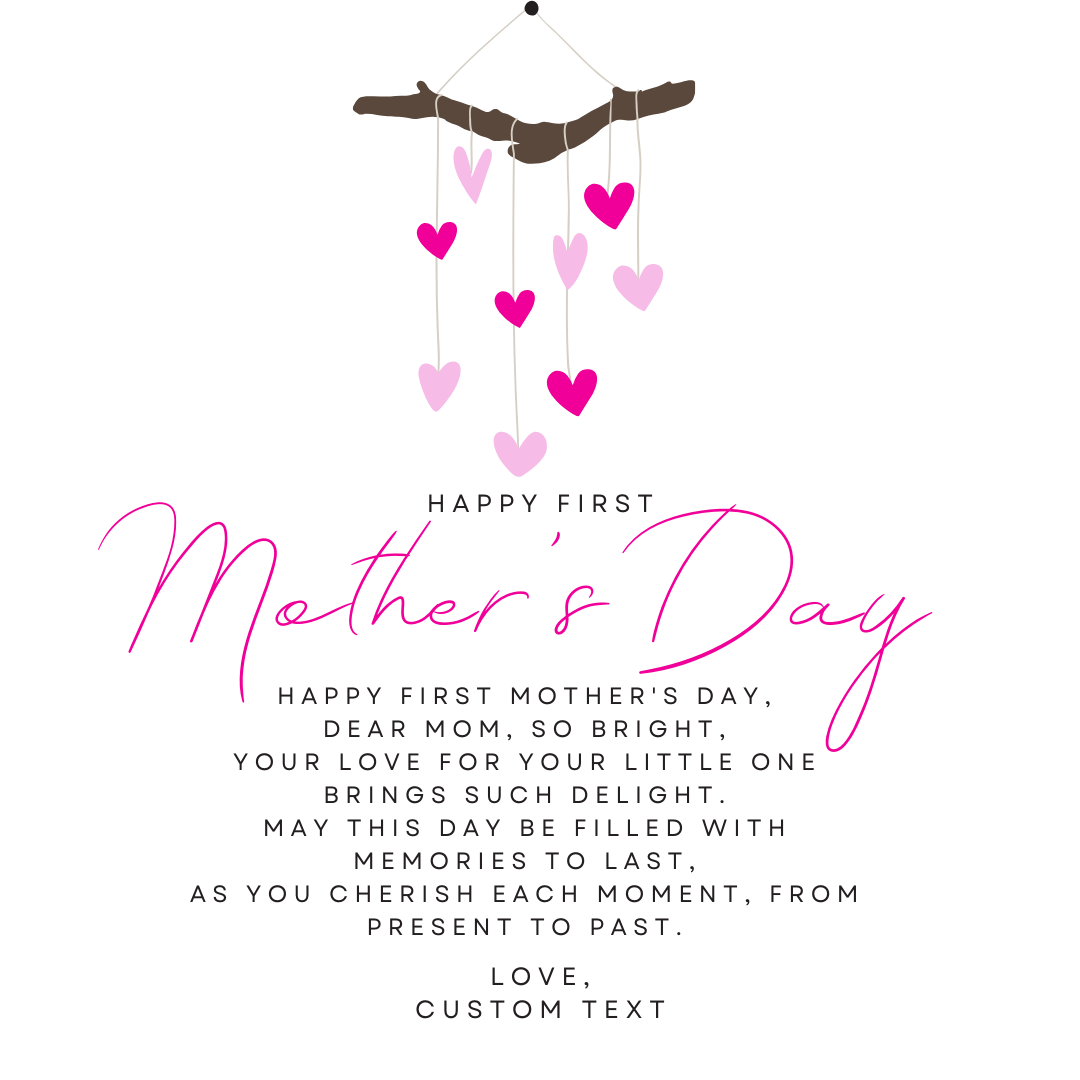 Happy First Mother's Day Interlocking Hearts Necklace with Pink Heart Box Card - Personalize It Toledo