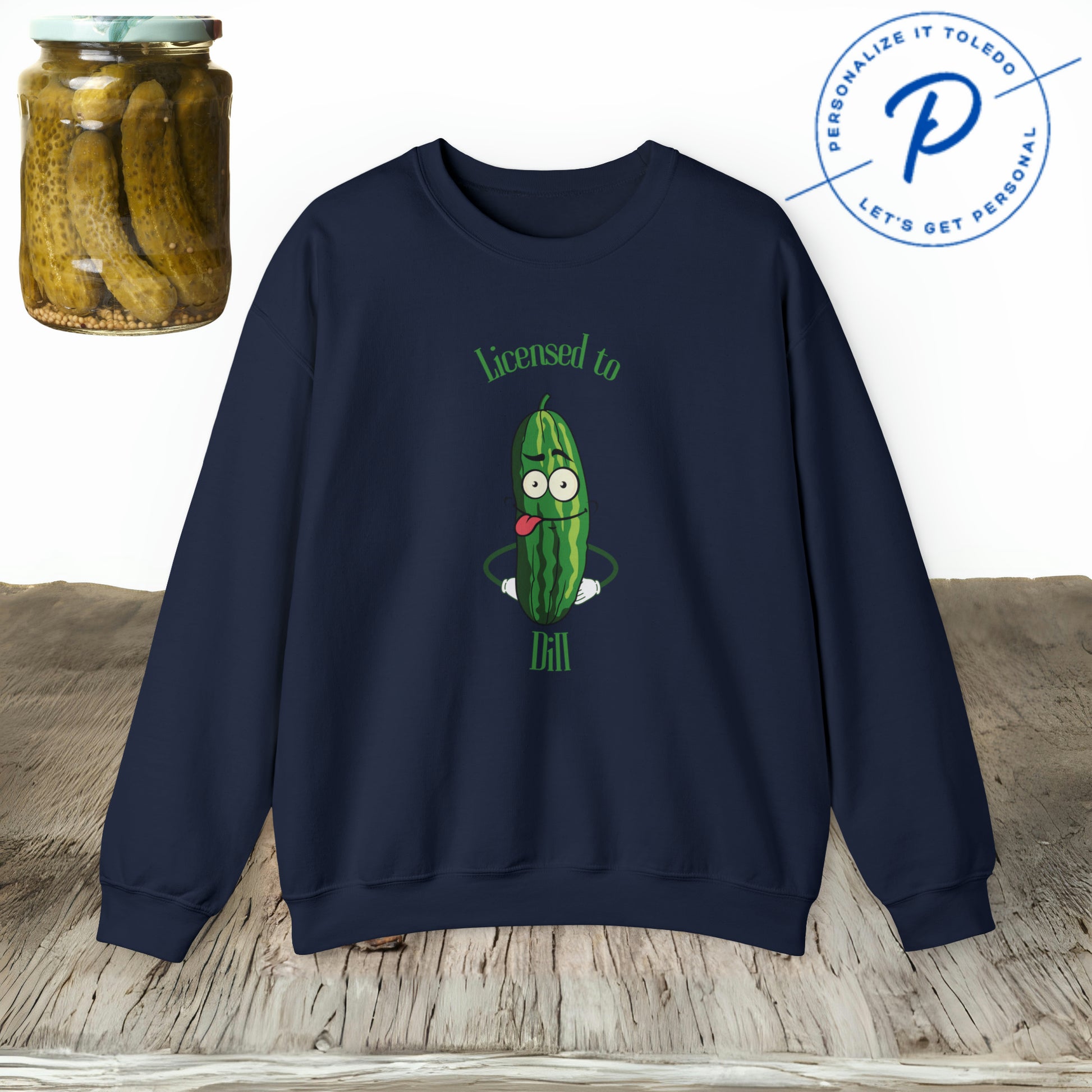 Pickle Sweatshirt For Pickle Lover, Licensed to Dill Pickle Sweatshirt, Funny Pickle Sweatshirt Gift, Cartoon Pickle Sweatshirt, Pickle Gift