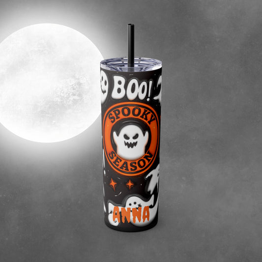 Spooky Season Ghost Halloween 20oz Skinny Tumbler with Straw - Halloween Tumbler