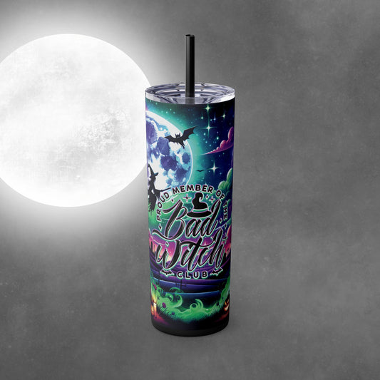 Bad Witch Club Halloween 20oz Skinny Tumbler with Straw - Halloween Tumbler