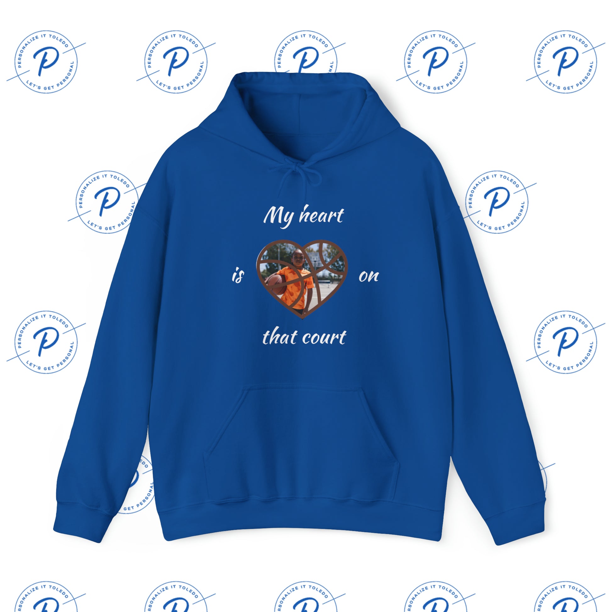 My Heart Is On That Court Personalized Basketball Hooded Sweatshirt - Baseball Mom Shirts