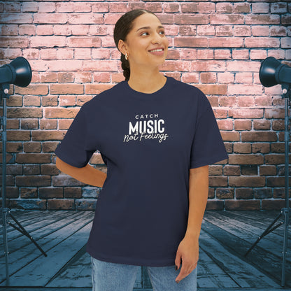 Catch Music Not Feelings Oversized Boxy TShirt Navy