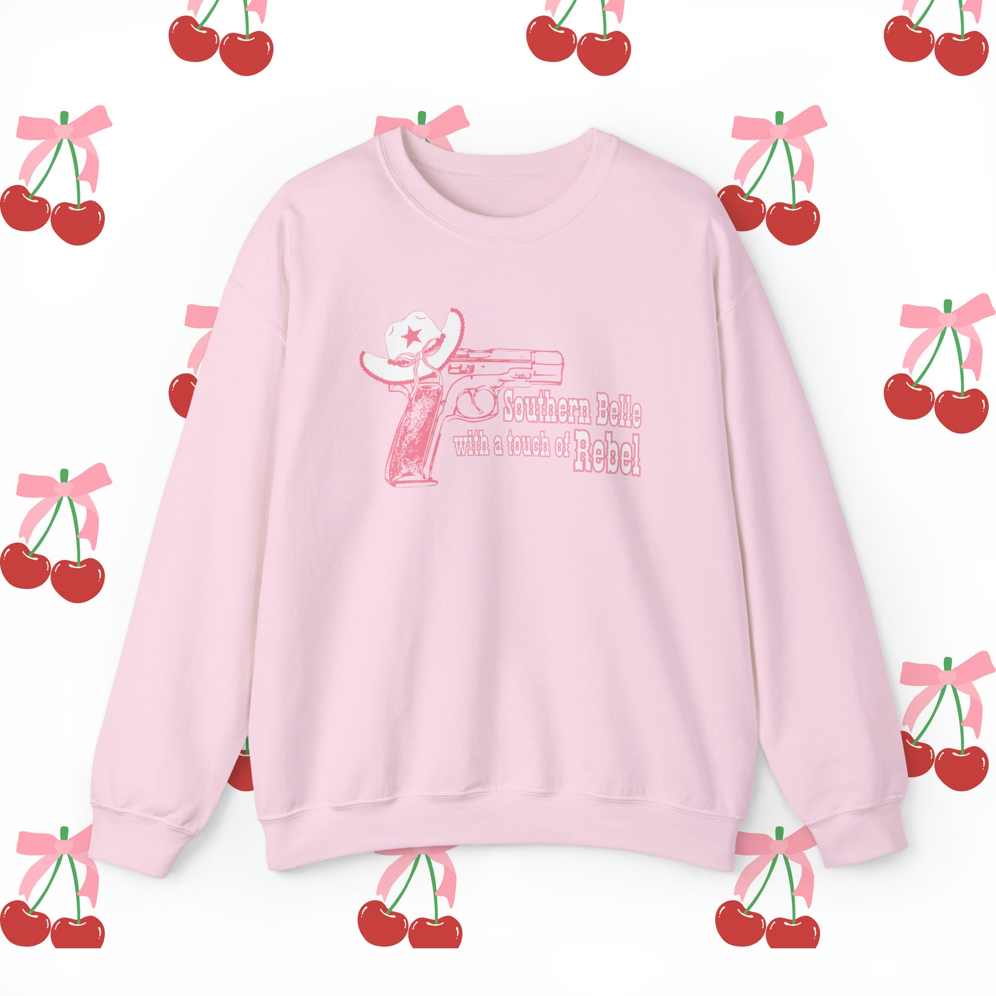 Southern Belle With A Touch Of Rebel Crewneck Sweatshirt Light Pink