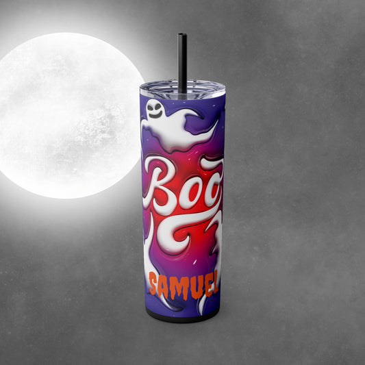 Boo Ghost Halloween 20oz Skinny Tumbler with Straw - Halloween Tumbler