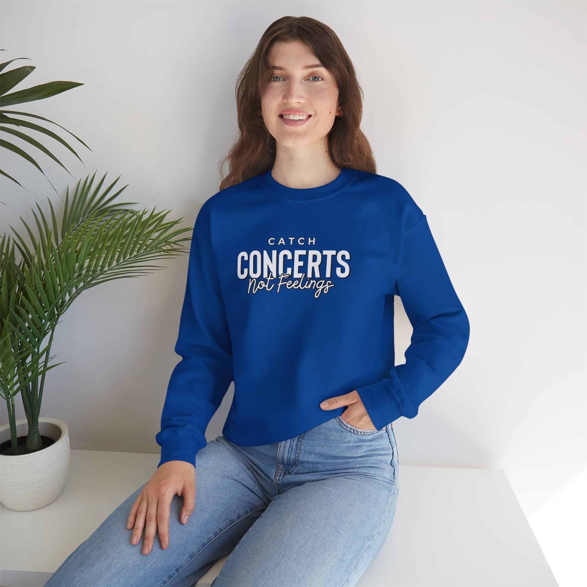 Catch Concerts Not Feelings Heavy Blend™ Crewneck Sweatshirt Royal