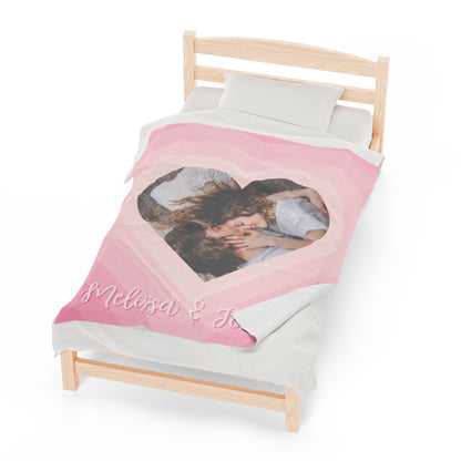 Personalized Heart Photo Blanket - Custom Couple's Photo Blanket