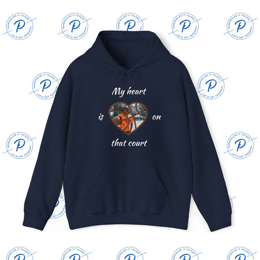 My Heart Is On That Court Personalized Basketball Hooded Sweatshirt - Baseball Mom Shirts
