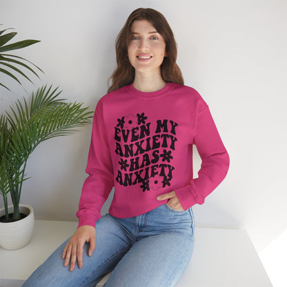 Even My Anxiety Has Anxiety Retro Jitters Cozy Blend Sweatshirt - Funny Apparel For Her