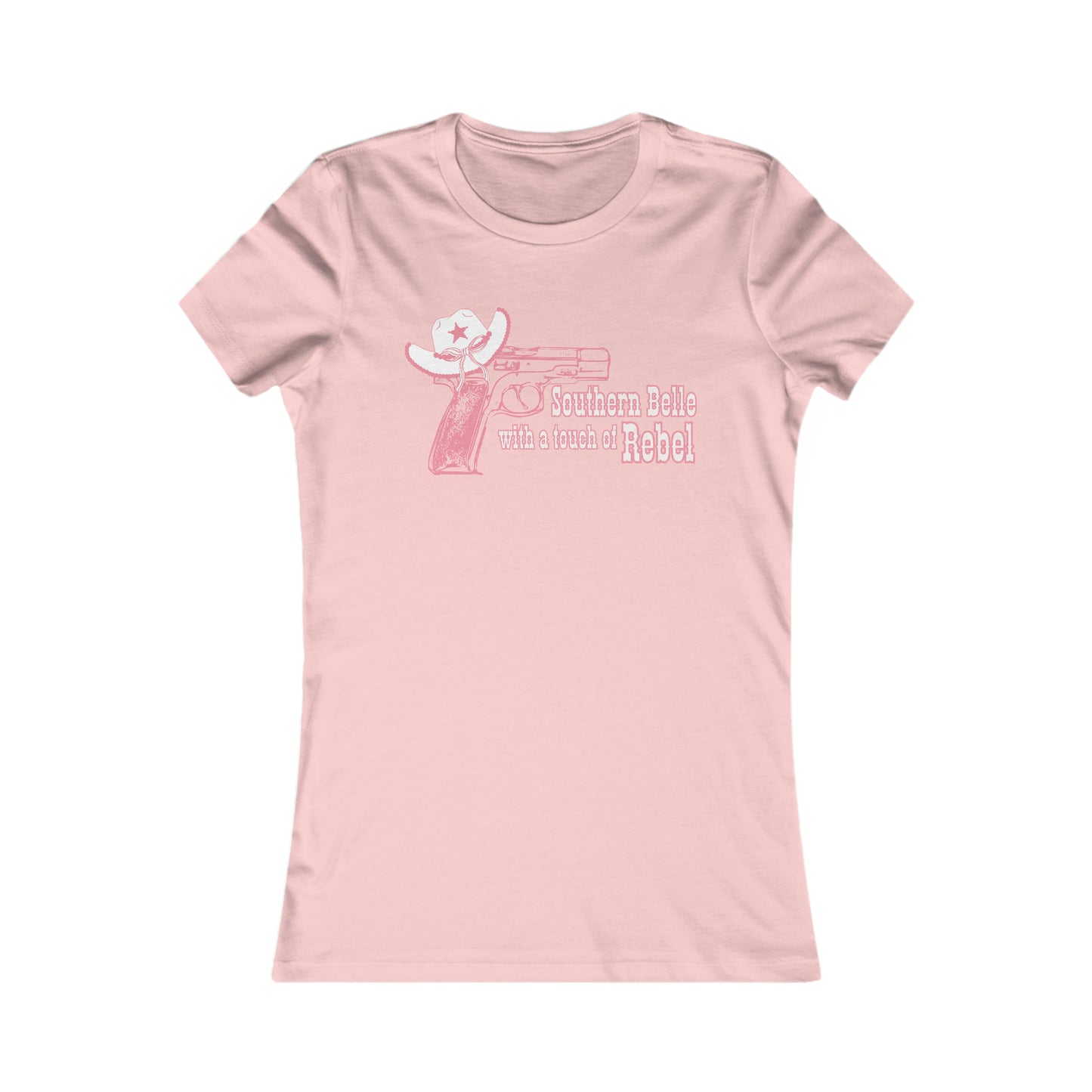 Southern Belle With A Touch Of Rebel Ladies Tee Light Pink