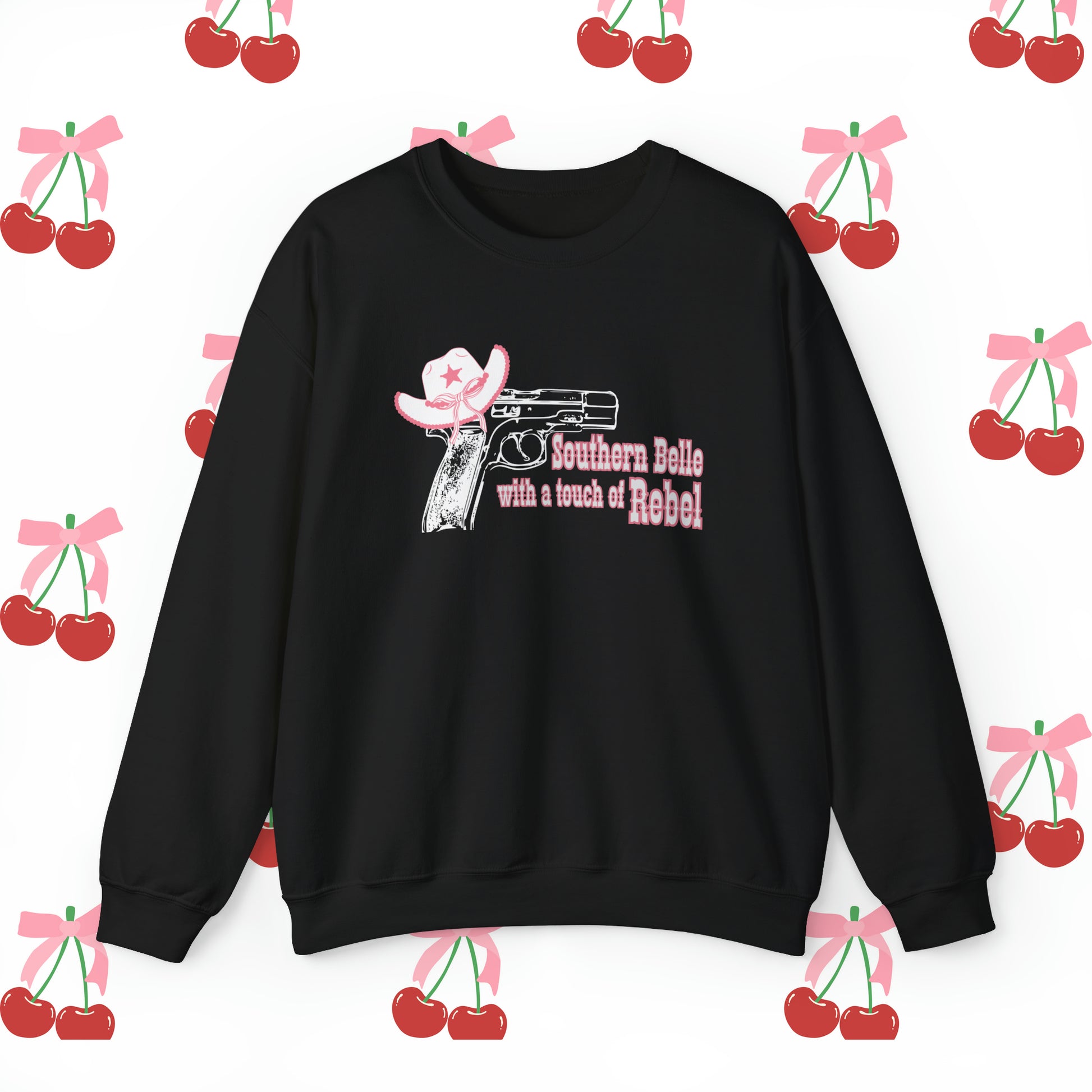 Southern Belle With A Touch Of Rebel Crewneck Sweatshirt Black