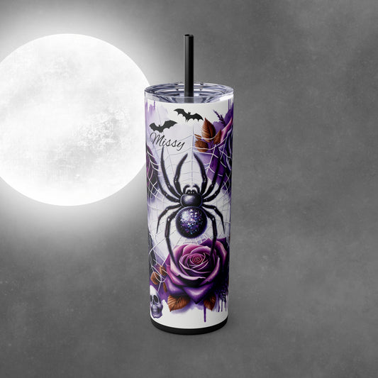 Spiders and Roses Halloween 20oz Skinny Tumbler with Straw - Halloween Tumbler