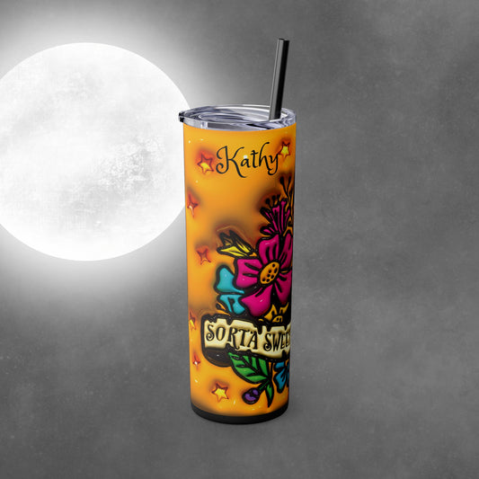 Sorta Sweet Sorta Spooky Halloween 20oz Skinny Tumbler with Straw - Halloween Tumbler