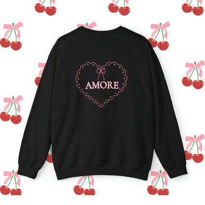 Amore Coquette Crewneck Sweatshirt Black Back