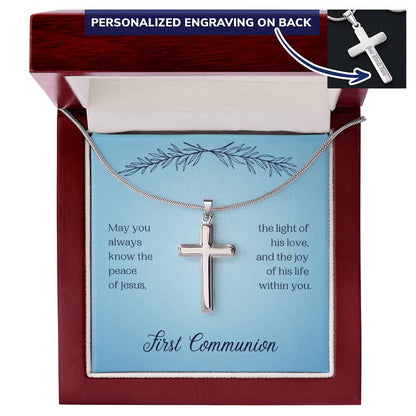 Personalized Engraved Cross Necklace - Personalized First Communion Cross Necklace