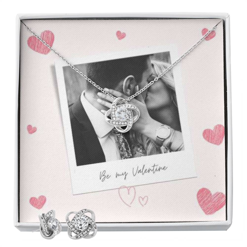 Be My Valentine Love Knot Necklace Set With Photo Card