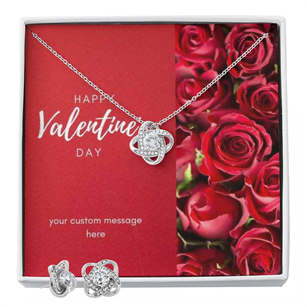 Happy Valentine's Day Love Knot Necklace Set