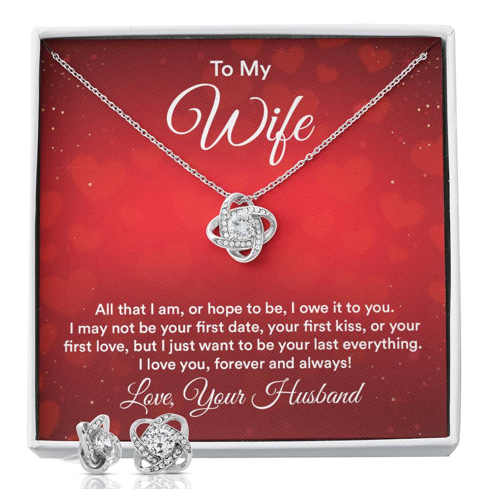 To My Wife All That I Am Love Knot Earring & Necklace Set