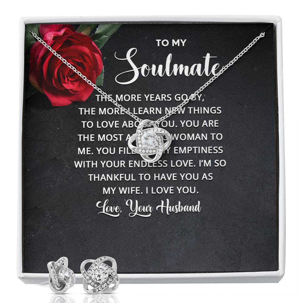 To My Soulmate Love Knot Earring & Necklace Set