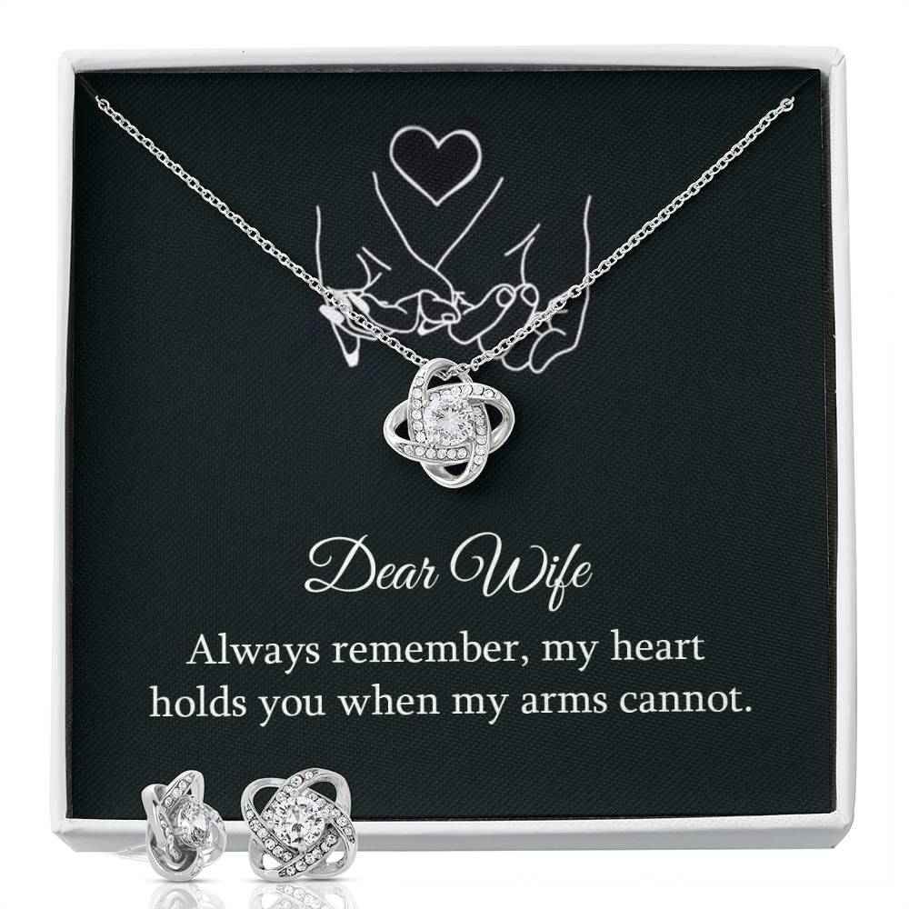 Dear Wife - Always Remember Love Knot Earring & Necklace Set