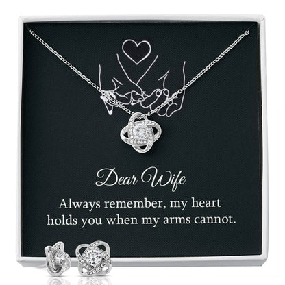 Dear Wife - Always Remember Love Knot Earring & Necklace Set