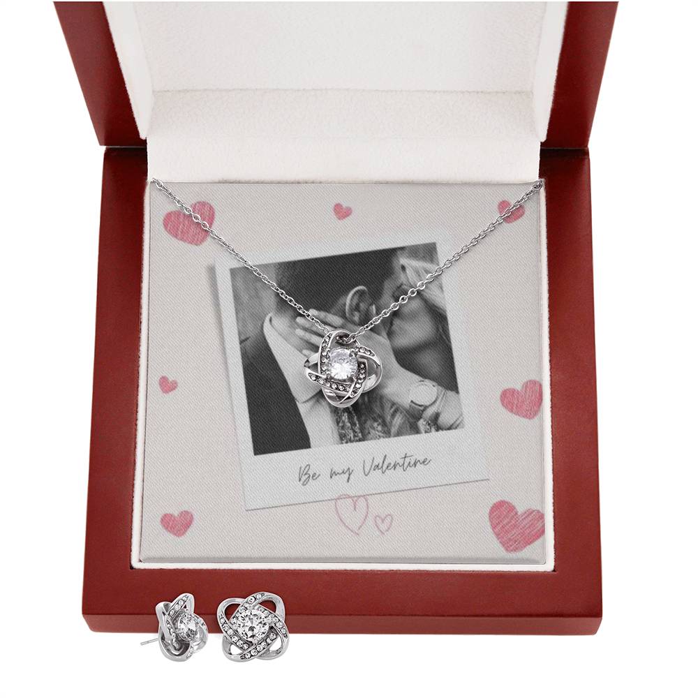 Be My Valentine Love Knot Necklace Set With Photo Card
