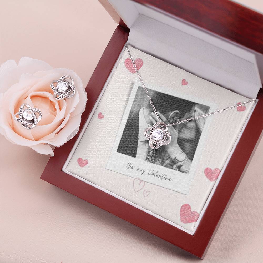 Be My Valentine Love Knot Necklace Set With Photo Card