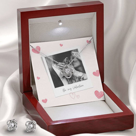 Be My Valentine Love Knot Necklace Set With Photo Card