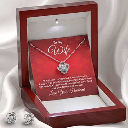 To My Wife All That I Am Love Knot Earring & Necklace Set