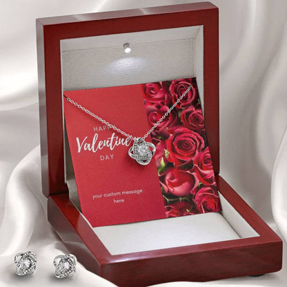 Happy Valentine's Day Love Knot Necklace Set