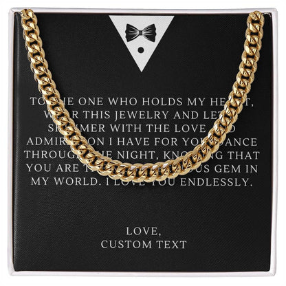 To The One Who Holds My Heart Prom Night Cuban Chain Link Necklace - Prom Necklace For Boyfriend - Prom Gift Jewelry - Personalize It Toledo