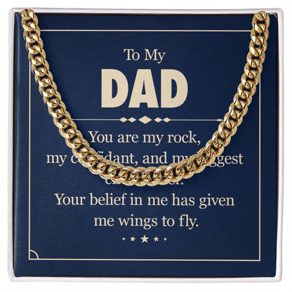 To My Dad, You Are My Rock Stainless Steel Cuban Link Necklace - Symbolizing Unbreakable Bonds